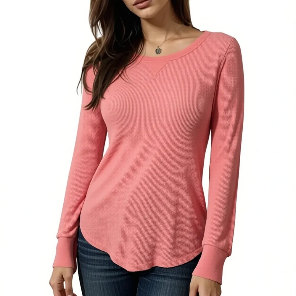 Gap Fit Women’s Bright Coral Long Sleeve Tee – Size XS - Picture 2 of 9
